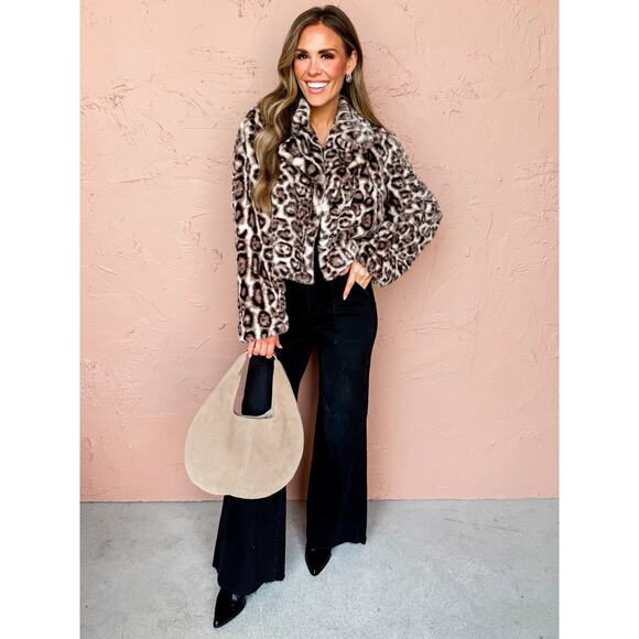 MSRP $100 ✨ Band of the Free “Clarke” Leopard Faux Fur Jacket – Size Medium ✨ - Picture 2 of 8